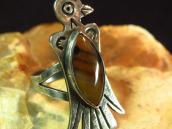 Atq Thunderbird Shape Tourist Ring w/PetrifiedWood  c.1935～