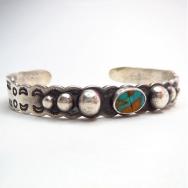 Antique 【SILVER PRODUCTS】Cuff Bracelet w/TQ c.1930