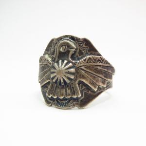 Antique Thunderbird Patched Silver Ring  c.1940