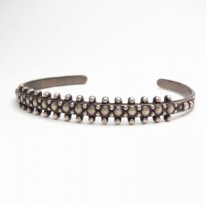 Antique Dots Lined & Stamped Narrow Cuff Bracelet  c.1930～ 1