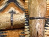 Antique Dots Lined & Stamped Narrow Cuff Bracelet  c.1930～ 1