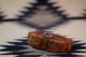 Vintage Zuni Snake Eyes TQ Inlay Silver Ring