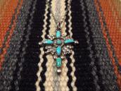 Vintage Zuni Sunburst Cross w/Turquoise Fob Necklace c.1955～