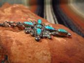 Vintage Zuni Sunburst Cross w/Turquoise Fob Necklace c.1955～