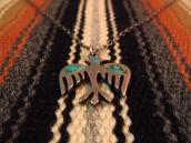Vintage Zuni TQ Inlay Peyote/Thunderbird Top Necklace c.1960