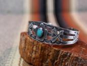 Atq Thunderbird & Crossed Arrows Applique Silver Cuff c.1940