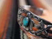 Atq Thunderbird & Crossed Arrows Applique Silver Cuff c.1940