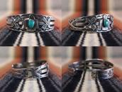 Atq Thunderbird & Crossed Arrows Applique Silver Cuff c.1940