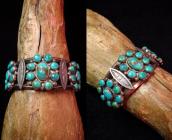 Vintage Navajo or ZUNI TurquoiseCluster Cuff Bracelet c.1960