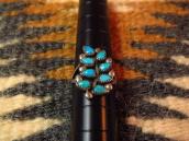 Vintage Zuni Leaf Shape Teardrop Turquoise Ring  c.1960