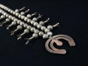 Vtg Navajo Squash Blossom Naja Necklace w/BlueGem TQ c.1950～