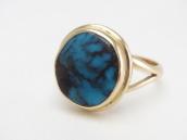 Old Navajo 14K Gold Ring w/Hi-Grade Bisbee Turquoise c.1980～