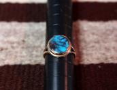 Old Navajo 14K Gold Ring w/Hi-Grade Bisbee Turquoise c.1980～