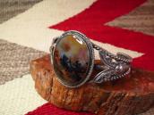 Antique Navajo Twistd SilverWire Cuff w/PetrifiedWood c.1940