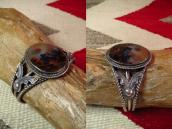 Antique Navajo Twistd SilverWire Cuff w/PetrifiedWood c.1940