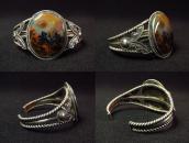 Antique Navajo Twistd SilverWire Cuff w/PetrifiedWood c.1940