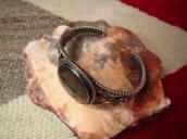 Antique Navajo Twistd SilverWire Cuff w/PetrifiedWood c.1940