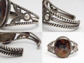 Antique Navajo Twistd SilverWire Cuff w/PetrifiedWood c.1940