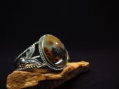 Antique Navajo Twistd SilverWire Cuff w/PetrifiedWood c.1940