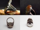 Antique Navajo PetrifiedWood Hallmarked Men's Ring  c.1940～