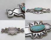 【Wolf-Robe】 Acoma Vtg Stamped Silver Small Pin w/TQ  c.1940
