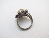 Antique Snake Stamped Silver Ring w/Thunderegg(Agate) c.1940