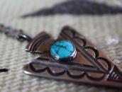 Atq Navajo Stamped Arrowhead Fob w/Turquoise Necklace c.1930