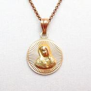 Vintage 14K Gold Our Lady of Gudalupe Medallion Fob Necklace