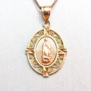 Vintage 14K 2Tone Gold Virgin Mary Charm Necklace