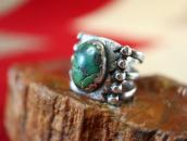Historic Navajo Ingot Silver Ring w/Green Turquoise  c.1900～