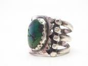 Historic Navajo Ingot Silver Ring w/Green Turquoise  c.1900～