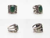 Historic Navajo Ingot Silver Ring w/Green Turquoise  c.1900～