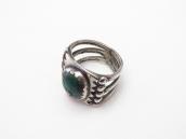 Historic Navajo Ingot Silver Ring w/Green Turquoise  c.1900～