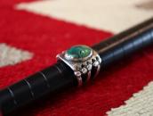 Historic Navajo Ingot Silver Ring w/Green Turquoise  c.1900～