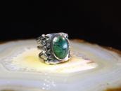 Historic Navajo Ingot Silver Ring w/Green Turquoise  c.1900～