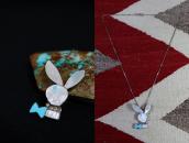 Old Zuni Multi-Stone Inlay "Playboy rabbit" Necklace c.1970～
