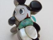 Vintage Zuni Thick Channel Inlay Mickey Silver Ring  c.1970