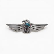 Attr.to【Ganscraft】T-bird Silver Pin w/Gem Turquoise c.1930～