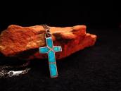 Vintage ZUNI Inlay Small Cross Fob Necklace