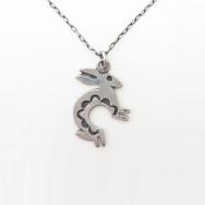 Old Rabbit Shaped Silver Small Charm Necklace  c.1980～