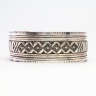 【Gibson Nez】Studs Pattern Stamped Heavy Silver Cuff Bracelet