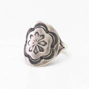 Antique Navajo Valero Star Stamped Concho Face Ring  c.1930～