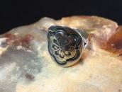 Antique Navajo Valero Star Stamped Concho Face Ring  c.1930～
