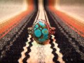 OLD PAWN Stamped Silver Ring with Turquoise
