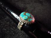 OLD PAWN Stamped Silver Ring with Turquoise