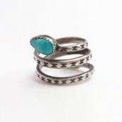 Vintage【Maisel's】Coiled Snake Silver Ring /Turquoise c.1945～