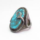 【Dan Simplicio】 Zuni Vintage Snake Patched Men's Ring c.1950