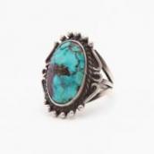 Atq Navajo/Pueblo SplitShank Ring w/Royston Turquoise c.1940