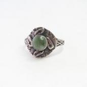 Atq 卍 WhirlingLog Applique Tourist Ring w/Turquoise  c.1930