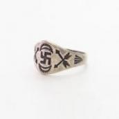 Atq Navajo 卍 & Crossed Arrows Stamped Silver Ring c.1925～